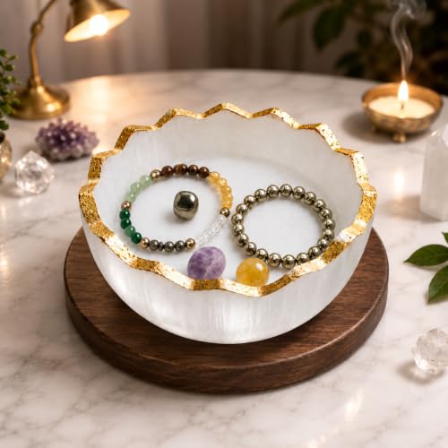 Image of Selenite Charging Bowl 9x9 cm - White Stone Vastu Items for Crystals
