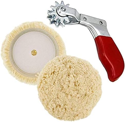 Wool Buffing Pads Set,Pure Wool 7inch Wool Buffing & Polishing Pad+ Cleaning Spur Tool for Revitalizing Polisher Compound Pad and Bonnet