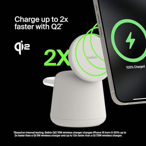 Belkin 2-in-1 Qi2 Wireless Charging Dock 15W (iPhone + Apple Watch) — view 2