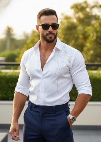 Image of IndoPrimo Men's Stylish Satin Shirt for Party, Formal, Daily and Casual Wear Full Sleeve Shirt for Men