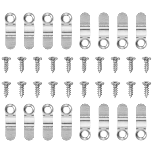Image of HARFINGTON 100Pcs Picture Frame Backing Hardware Clips with 100Pcs Screws Photo Frame Turn Button Fastener Picture Frame Backing Clips for Craft Hanging Picture, Silver