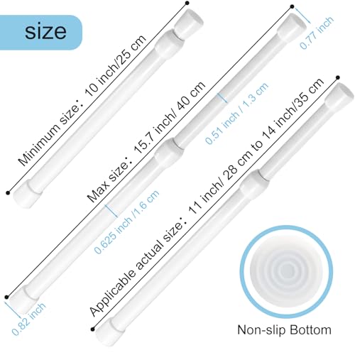 Image of Spring Tension Rod, Goowin Small Tension Rod, 5 /8 inch Diameter No Drilling Expandable Short Tension Rods Spring Rods, Tension Rods for Closet, Cupboard, Hanging Clothes, White, 5 Pack (10-15.7 inch)