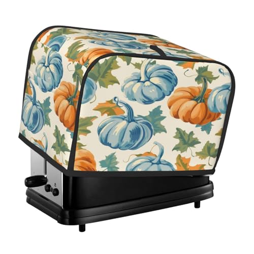 Mexpekil Cubierta para tostadora de calabazas azules y naranjas, para 2 rebanadas, impermeable, para cocina, pequeños electrodomésticos, a prueba de polvo, protección para horno tostador, regalo para