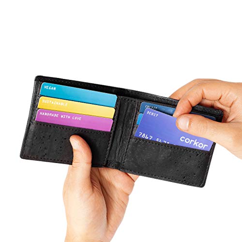Cork Bifold Wallet for Men – RFID Safe - Vegan Leather – Natural Cork – Environment Friendly - Black3