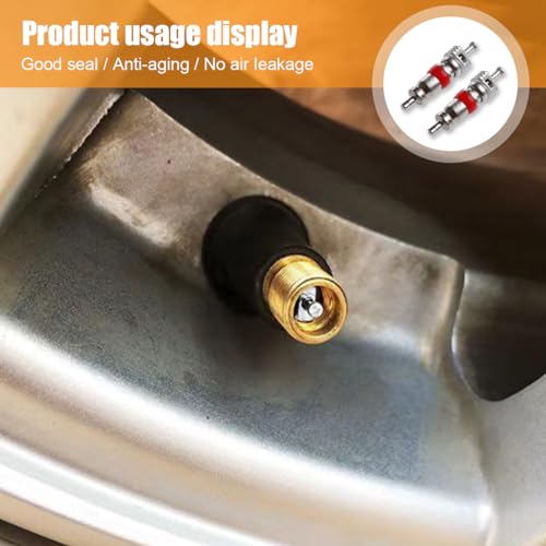 Image of 100PCS Premium Tyre Tire Valve Cores, Nickel Plated Valve Stem Core Part Replacement, Universal Tire Valve Stem Core for Most Automotive, RV, ATV & Air Conditioning, Motorcycles and Bicycles