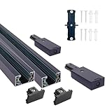 H Track Light 120V 6.6 Feet H 3-Wire Track Black, With mounting accessories, Single circuit,For H Type LED Track Lighting Heads