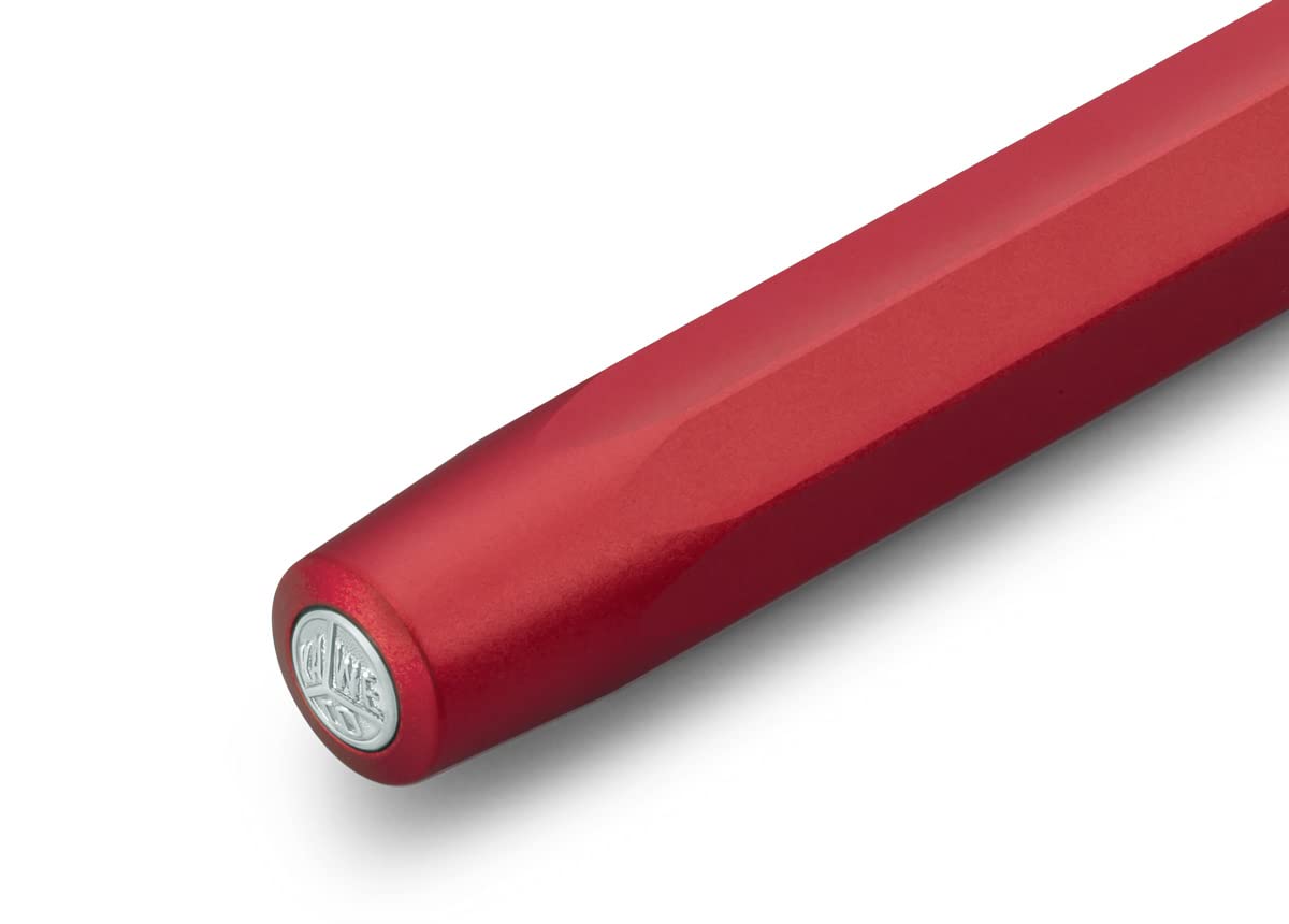 Kaweco AL Sport czerwony d?ugopis ?elowy/d?ugopis, w zestawie 0,7 mm, dla os??b lewor?cznych i prawor?cznych, klasyczny design z ceramiczn? kulk?, kolor Deep Red, 13,5 cm