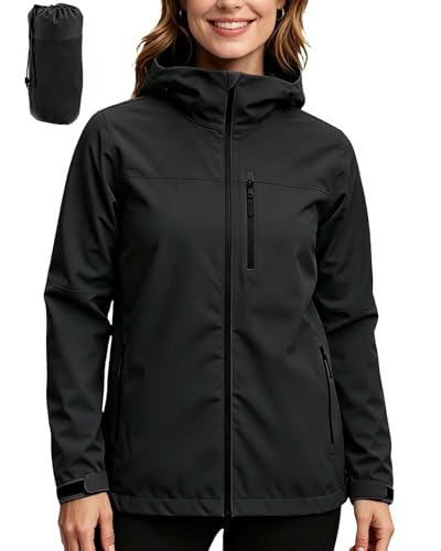 ACCNUO Women's Rain Jacket Rain Coat Waterproof Windbreaker With Hood,Lightweight Spring Jacket for Outdoor Cycling Hiking