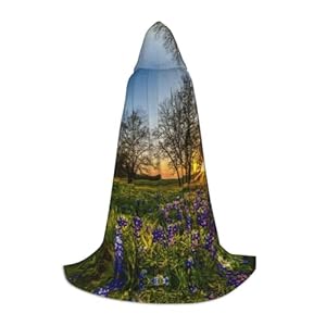 FHIZOAL Cape à capuche Lavande Prairie au coucher du soleil Printemps Halloween pour adolescents sorcières vampires Faucheuse Costume fêtes à thème Comic Con