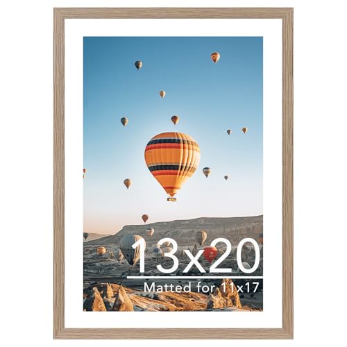 Image of JCJMY 13x20 Picture Frame with 11x17 Mat, Display Photo 11x17 with Mat or 13 x 20 Without Mat, Wall Hanging Large 13 by 20 Poster Frame with Plexiglass, Rustic Brown
