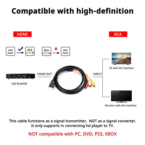 Hdmi To Rca Cable 1080P 5Ft Hdmi Male To 3-Rca Video Audio Av Cable Connector Adapter One-Way Transmitter For Tv Hdtv Dvd #TOP2