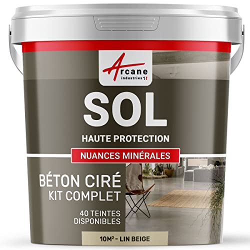 Béton ciré sol en kit | Primaire et vernis de finition inclus - 10 m² (en 2 couches) Lin Beige - ARCANE INDUSTRIES