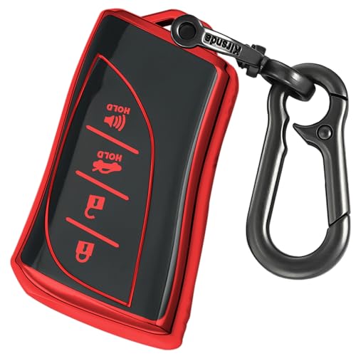 Kirsnda key fob cover case compatible with lexus 2023 2024 2025 ES250 ES300h RX350 NX250 NX350 GX550 LC LS TX ect new Smart Remote Key TPU Protection Key Case(red)