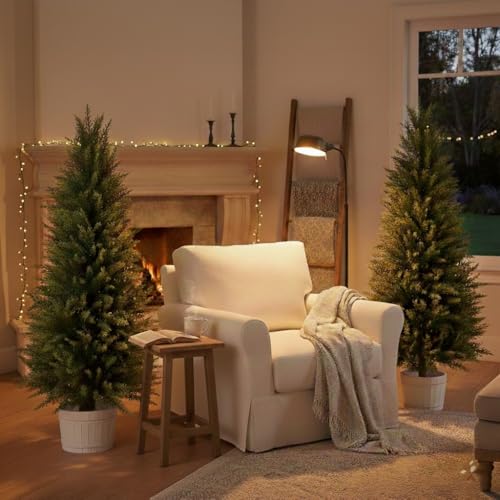 Image of 4FT Artificial Cedar Topiary Trees 2 Pack