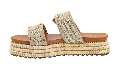 Corkys Footwear Women's Walk Of Shame Sandals - Comfortable 1.5-inch Platform and a Soft Insole Designed for All-Day Wear, Two Chic Straps and Raffia Wrapped Outsole
