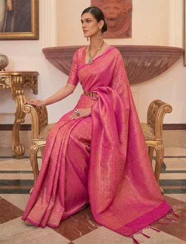 Image of MADHUHANSH Women's Cotton Silk Saree with Unstitched Blouse Piece Zari Weave and Floral Pattern | Heavy Embroidery Saree for Women | Interview Saree for Women | Readymade Blouse with Saree Set