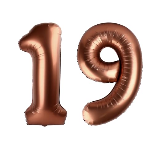 Image of Dark Brown Number 19 Balloon 40 inch, Coffee Brown 19 Number Balloons, 19th Birthday Decorations, Chocolate 19 Year Old Party Supplies