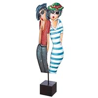 GILDE Liebespaar Skulptur - 26cm Deko Figur Für Paare (Silber/Weiß)