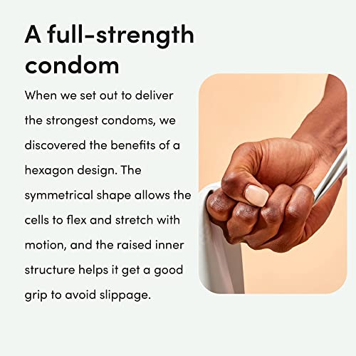 Hims & Hers Ultra Thin Natural Latex Condoms For Maximum Sensitivity, Unique Hexagon Design For A Stronger And Barely-There Feeling, Lightly Lubricated, (16 Condoms) #TOP2