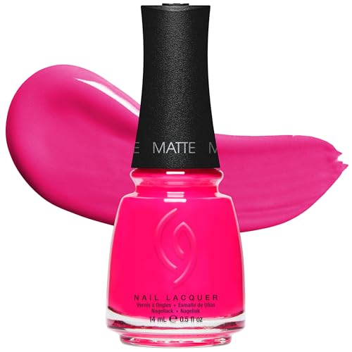 China Glaze CG Nail Lacquer Rose Among Thorns – Neon Hot Pink Nail Polish, Quick Dry, Chip Resistant, Matte Finish for Salon & DIY Manicure, 0.5 fl oz
