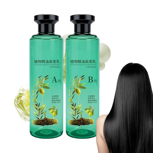 Holdes Lot de 2 colorations capillaires à l'huile végétale - 260 ml - Pour couvrir les cheveux blancs - Pour homme et femme - Salon de coiffure et à la maison