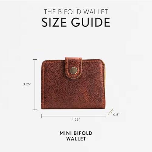 Image of Portland Leather Goods Women's Mini Bifold Wallet - Slim, Palm-Sized Design with Secure Snap Closure, 2 Card Slots, 2 Cash Slots & Zippered Coin Pocket - Nutmeg