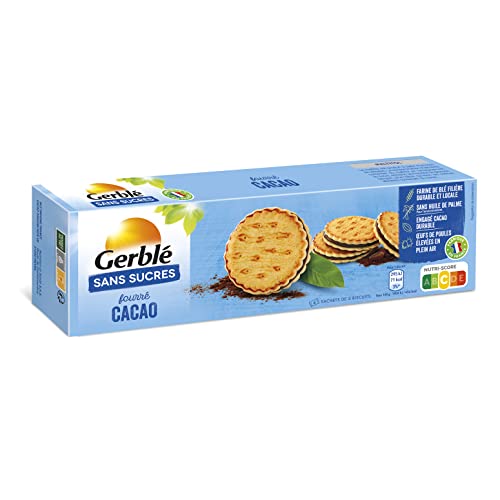Gerblé Fourrés Cacao Sans Sucres, Sans huile de palme, 12 biscuits, 185 g, 199660