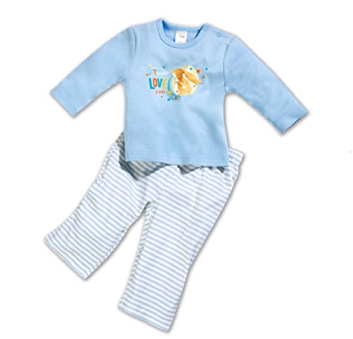 Schlafanzug Kinder Pyjama Nachtwäsche Hase Baby Set Blau (74/80)