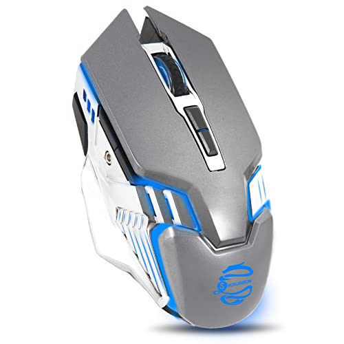 Wireless Bluetooth Mouse Rechargeable, Multi Device(Bt5.0/3.0+Usb) Ergonomic Computer Mouse With 800Mah High Capacity Battery, 7-Color Backlit, Silent Click, For Laptop Pc Windows Mac Os Android -Grey #TOP30