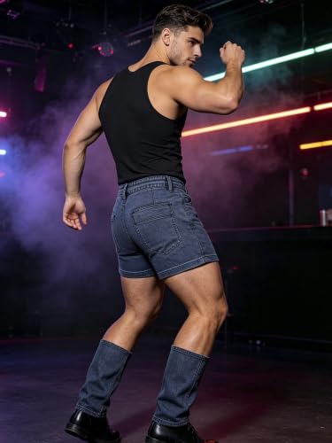 Short en jean pour hommes découpés avec finitions mini denim - 3