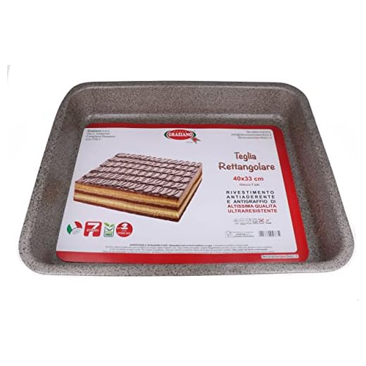 Graziano, Teglia Rettangolare, Realizzata in Alluminio e Dotata di 7 Strati di Rivestimento Antiaderente e Antigraffio, Ideale per Pizze e Pasticceria, PFOA Free, 40 x 33 cm