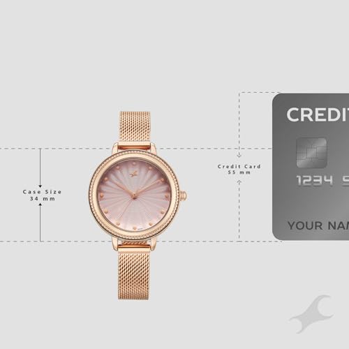 Image of Fastrack Stunners X Quartz Analog with Pink Dial Rose Gold Stainless Steel Strap Watch for Girls - 68048WM02