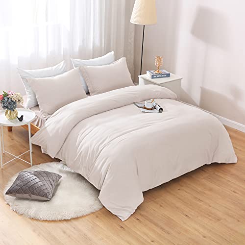 Bbangd Duvet Covers Queen Size - Ultra Soft And Breathable Bedding Comforter Cover Set Washed Microfiber 3 Pieces With Zipper Closure Duvet Cover And 2 Pillow Shams (Ivory) #TOP1
