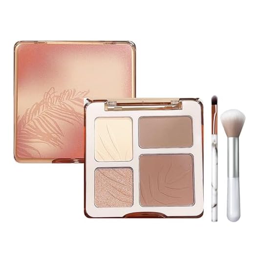 Highlighter & Contouring Palette, 4 Farben Matte Bronzer Shimmer Highlighter Makeup Set, Feines Pulver & Hohe Pigmentierung, Langlebig & Wasserfest Contour Schminke Palette mit 2 Pinsel, Leicht Textur
