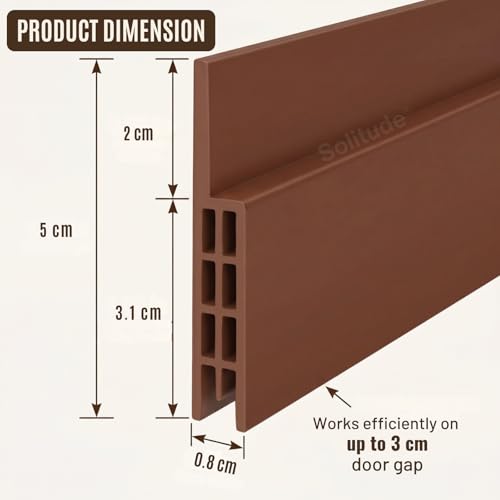Image of Solitude Silicone Door Bottom /Under Gap Filler Rubber Sealing Strip, Door Sealer Strip for Cockroach, Insect and Bugs, Seal Air & Dust, Brown (39 inches)