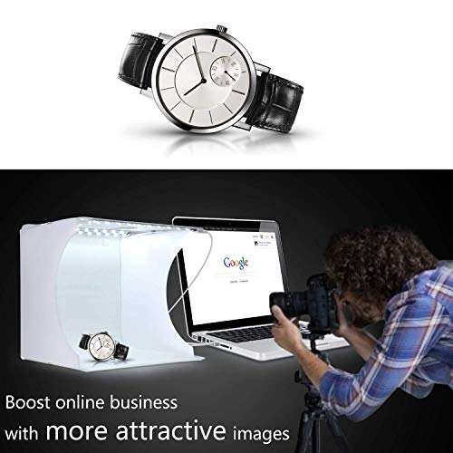 SLOW DOLPHIN Portable Photo Studio Box for Jewellery and Small Items Portable Folding Photography Studio Box Booth Shooting Tent Kit（2x20 LED Lights 6 Colors Backdrops - Thumbnail 4