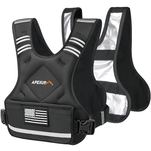 Image of APEXUP Adjustable Weighted Vest, 4-10lb /12-18lb /20-32lb Vest with 6 Ironsand Weights and Large Pocket, Weight Vest for Men Women Strength Training, Running, Walking