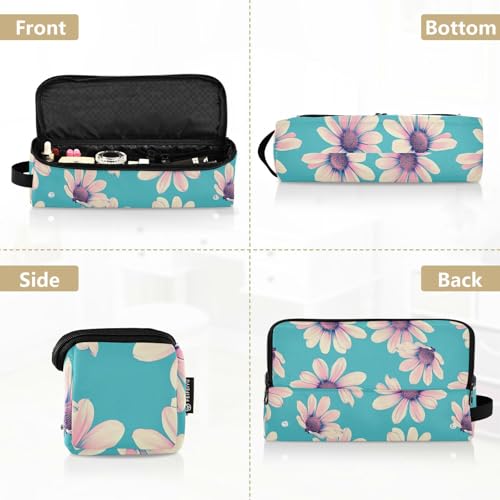Bolsa de viaje turquesa Retro Flowers para herramientas de cabello resistente al calor para plancha, rizador y secadora miniatura 5