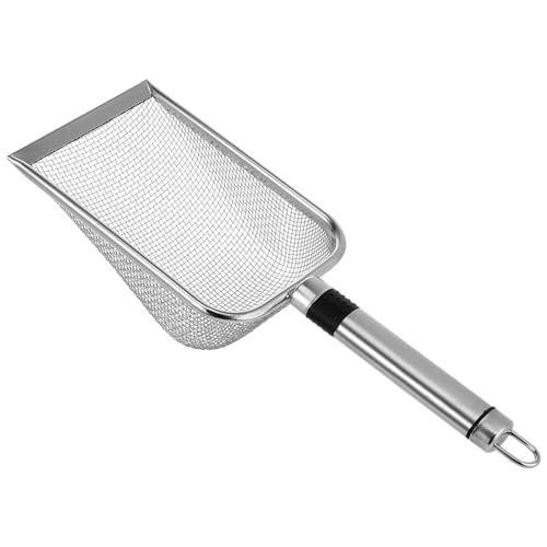 GRIRIW Large Metal Cat Litter Scoop with Ergonomic Grip Fine Mesh Sand Sifter for Easy Cleaning of Cat Litter Box Durable and Comfortable for Kittens and Pets