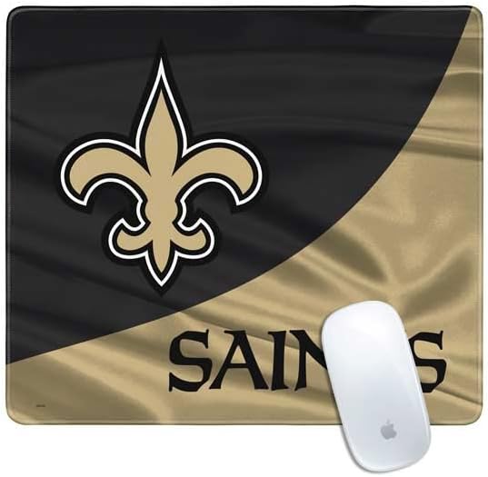 Skinit Large Gaming Mouse Pad - Officially Licensed New Orleans Saints Design with Stitched Edges, Waterproof, Non-Slip Rubber Base, Desk Mat for Keyboard & Mouse, 31.5" x 11.8" inches