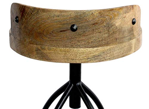 Butaco ajustable Pia de TUP THE URBAN PORT, altura extra alta de 32 a 35 pulgadas | Asiento de madera de mango marrón natural, estructura de hierro negro miniatura 5