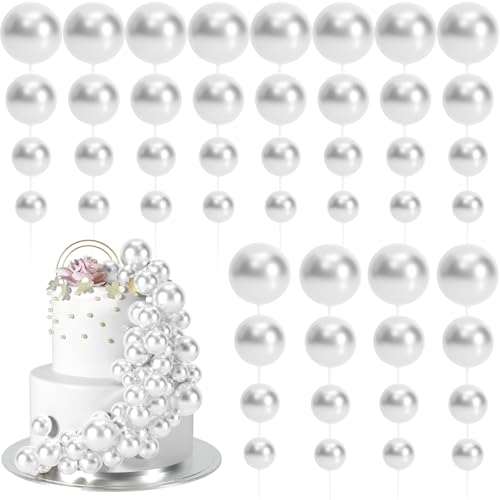 BOUBONI 48 Pcs Silver Balls Cake Topper Decorations Balloon Cupcake Toppers Foam Cake Topper Balls Cake Balls Decorations for Birthday Party Wedding Anniversary Cake Decorating