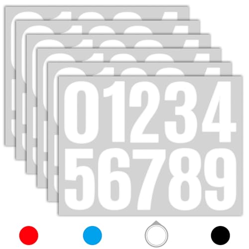 Seloom 6 Sheets 4 Inch Vinyl Mailbox Numbers Stickers Self Adhesive,Waterproof Large Address Number Decals Stickers for Outside Mailbox,Signs,Window,Door,Cars,Trucks,House,Business(White)