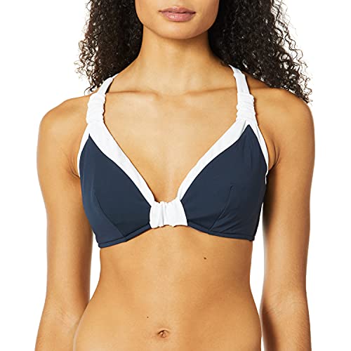 Seafolly Women s Standard F Cup Halter Bikini Top Swimsuit, Indigo Block Party, 10 US