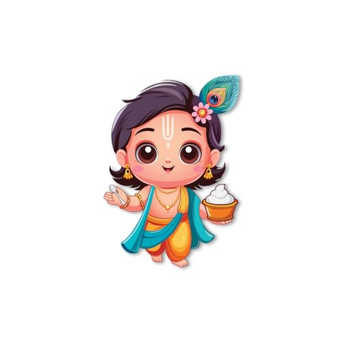 Image of Bhai Please Krishna Kanha Wooden Fridge Magnet (Pack of 1) Size : 3 inches Hindu God, Spiritual, Divine, Devotional, Devi Gift and Decorations