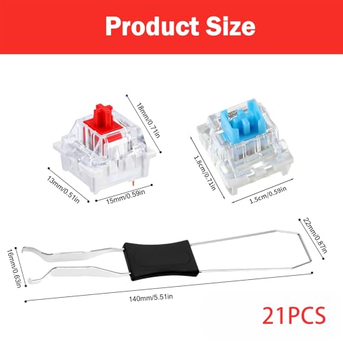 Image of 20 Pcs Mechanical Keyboard Switches, Blue Switch Mechanical Keyboard, Gaming Keyboard Switches, MX Mechanical Blue Switches, Universal Keyboard Switches for Custom Mechanical Keyboards