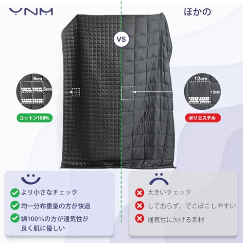 Image of YnM 12lbs Weighted Blanket for Adults, Breathable Heavy Bed Throw Blanket with Cooling Glass Beads for All Season Use, Ideal for ~110lbs (48x72 Inches, Twin /Full, Dark Grey)