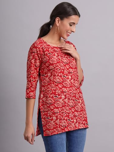Image of PATLANI Women's Cotton Printed Short Fullstitched Kurti /Kurtas.