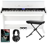 FunKey DP-88 II Digitalpiano Set (88 anschlagsdynamische Tasten, 360 Sounds, 160 Styles, MP3-Player, inkl. Keyboardbank, Kopfhörer und Klavierschule) weiß