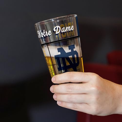 Image of Logo Brands NCAA oz Stained Glass Pint Glass - 3D Embossed Logo & Bold Team Colors - Durable Sports Fan Beer Glass for Home, Bar & Tailgates